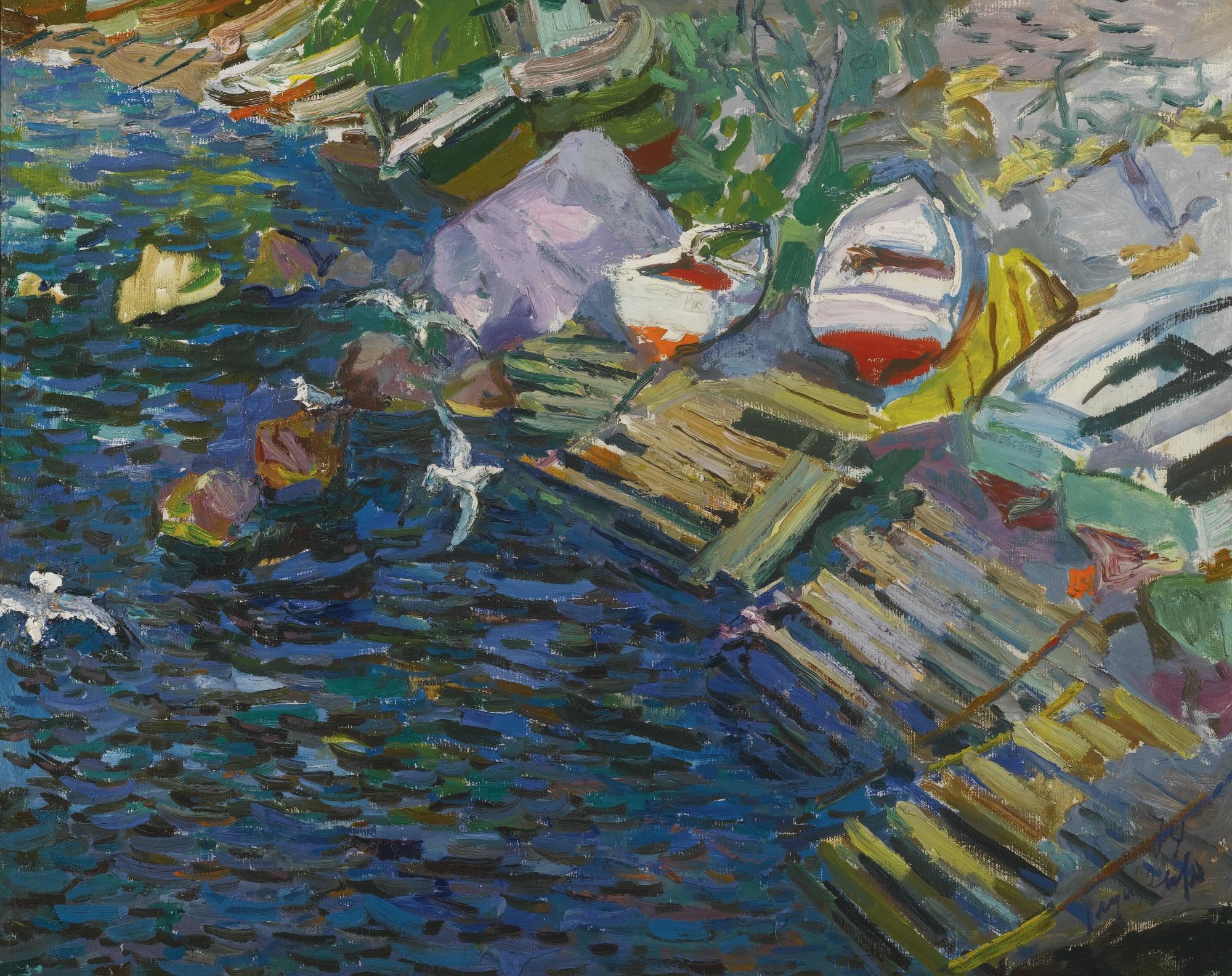 Nikolai Petrovich Glushchenko - A Pier In Gurzuf In The Morning