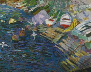 Nikolai Petrovich Glushchenko - A Pier In Gurzuf In The Morning