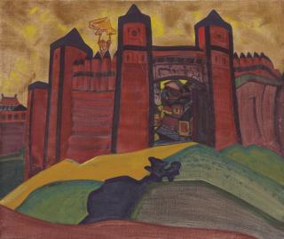 Nikolai Roerich - Set design for Rimsky-Korsakov\'s The Tale of Tsar Saltan: The Gates of Tmutarakan