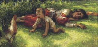 Nikolai Vasil\'evich Kharitonov - A gypsy with a cockerel and baby