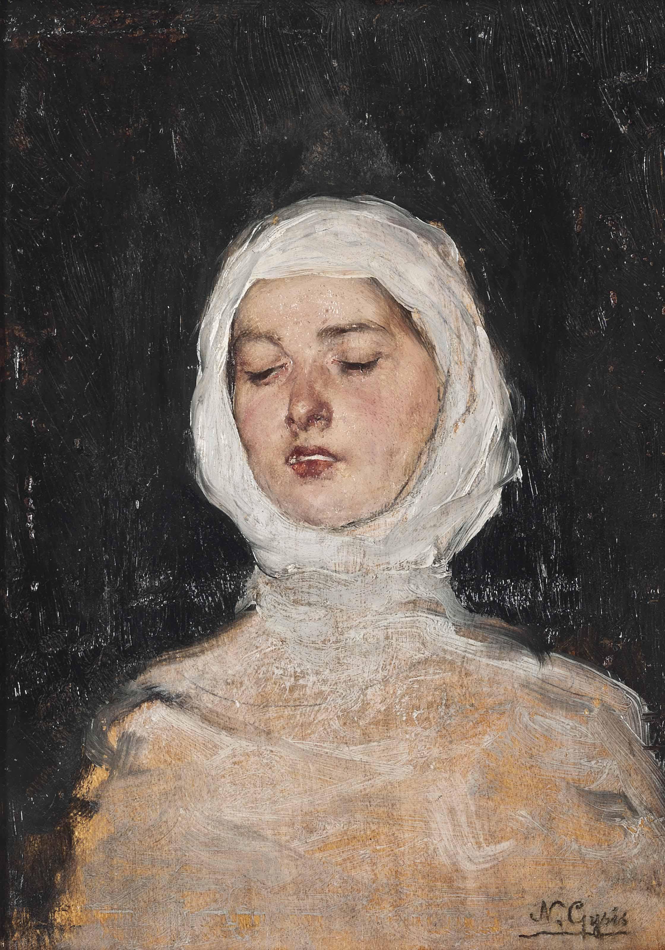 Nikolaus Gysis - Study Of A Veiled Woman