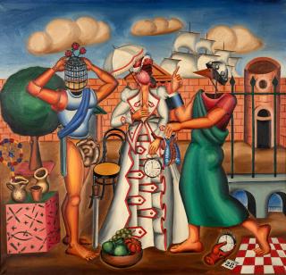 Nikos Engonopoulos - Scène homérique avec le héros / Scène homérique: épisode de la guerre de Troie