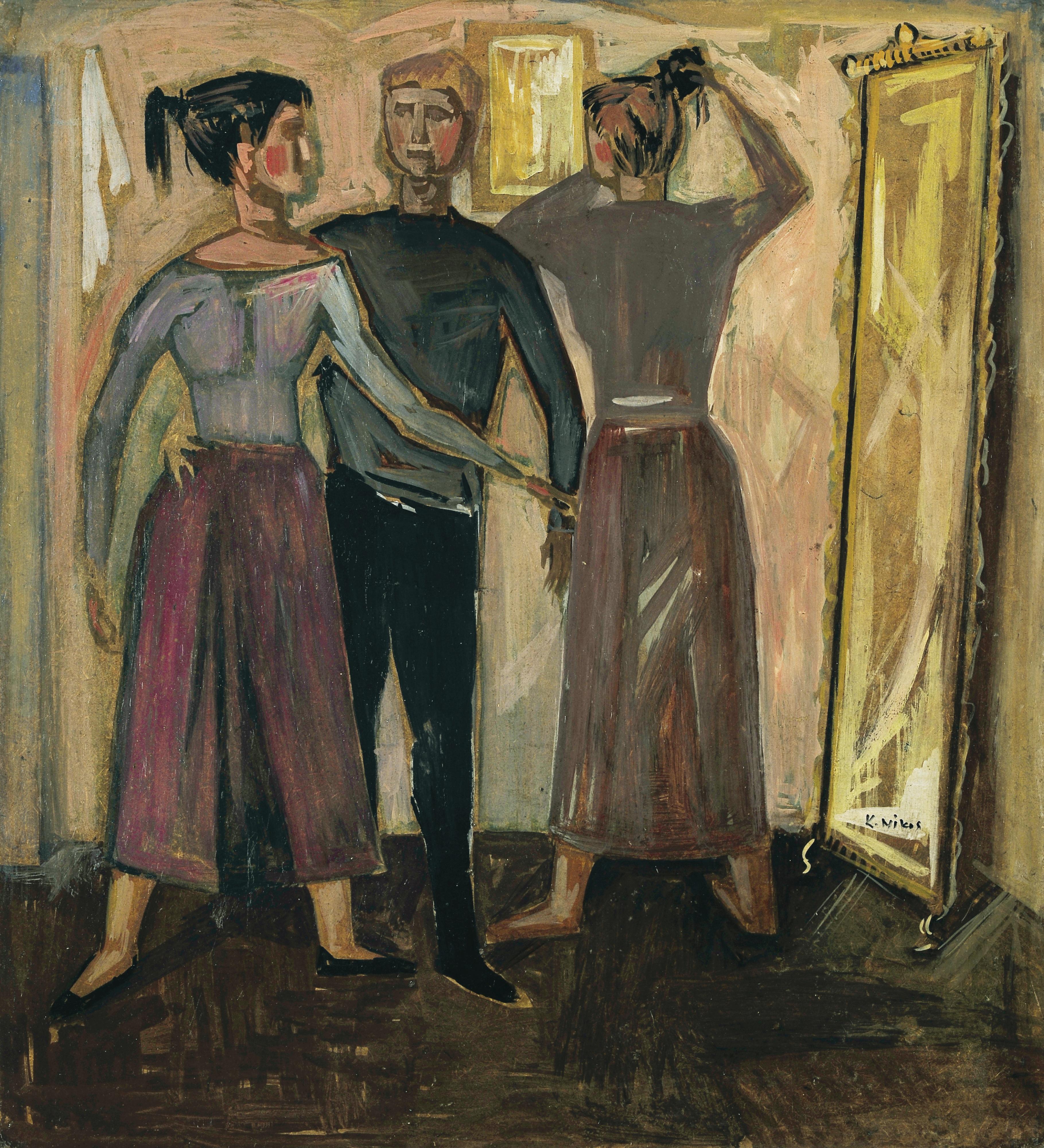 Nikos Kessanlis - Greek figures Before A Mirror
