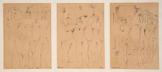 Nikos Nikolaou - Etudes de trois nus 36.7 x 24.5cm (14 7/16 x 9 5/8in). (chacun)