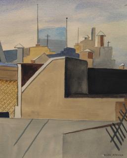 Niles Spencer - Rooftops (City Scene)
