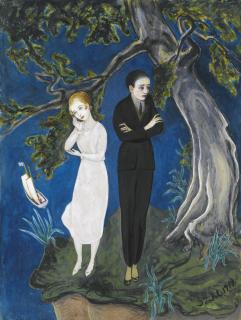 Nils Dardel - Swedish young Man In Black, Girl In White