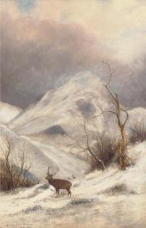Nils Hans Christiansen - Deer in a winter landscape