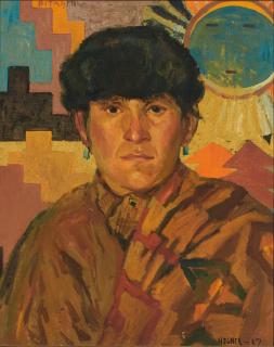 Nils Hogner - Portrait of a Navajo Man 16 x 13 in. framed 20 1/2 x 17 1/2 in.