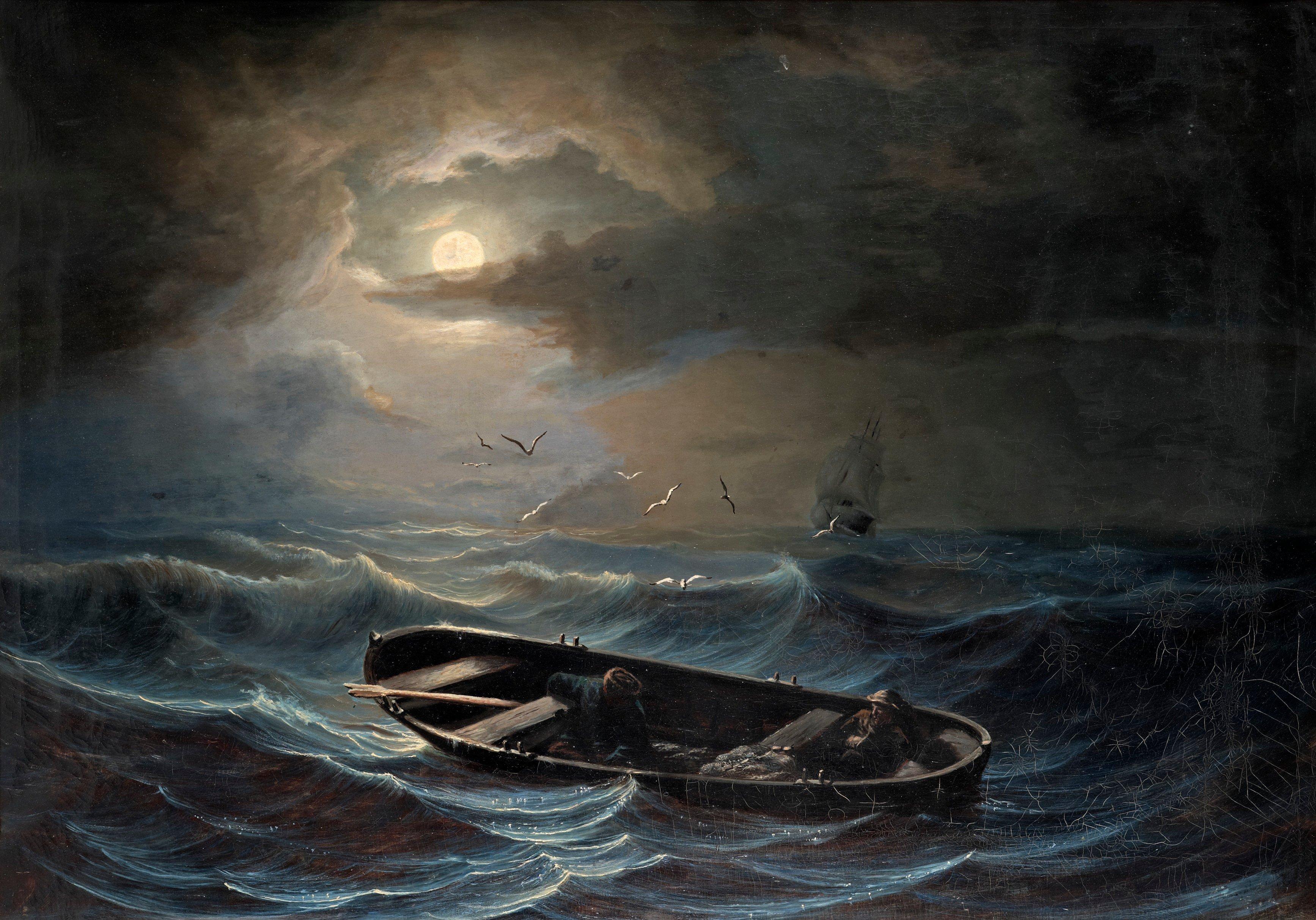 Nils Jakob Olsson Blommér - On a stormy sea