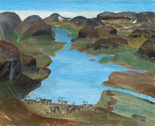 Nils Nilsson Skum - Landscape from the North of Sweden with Reindeers