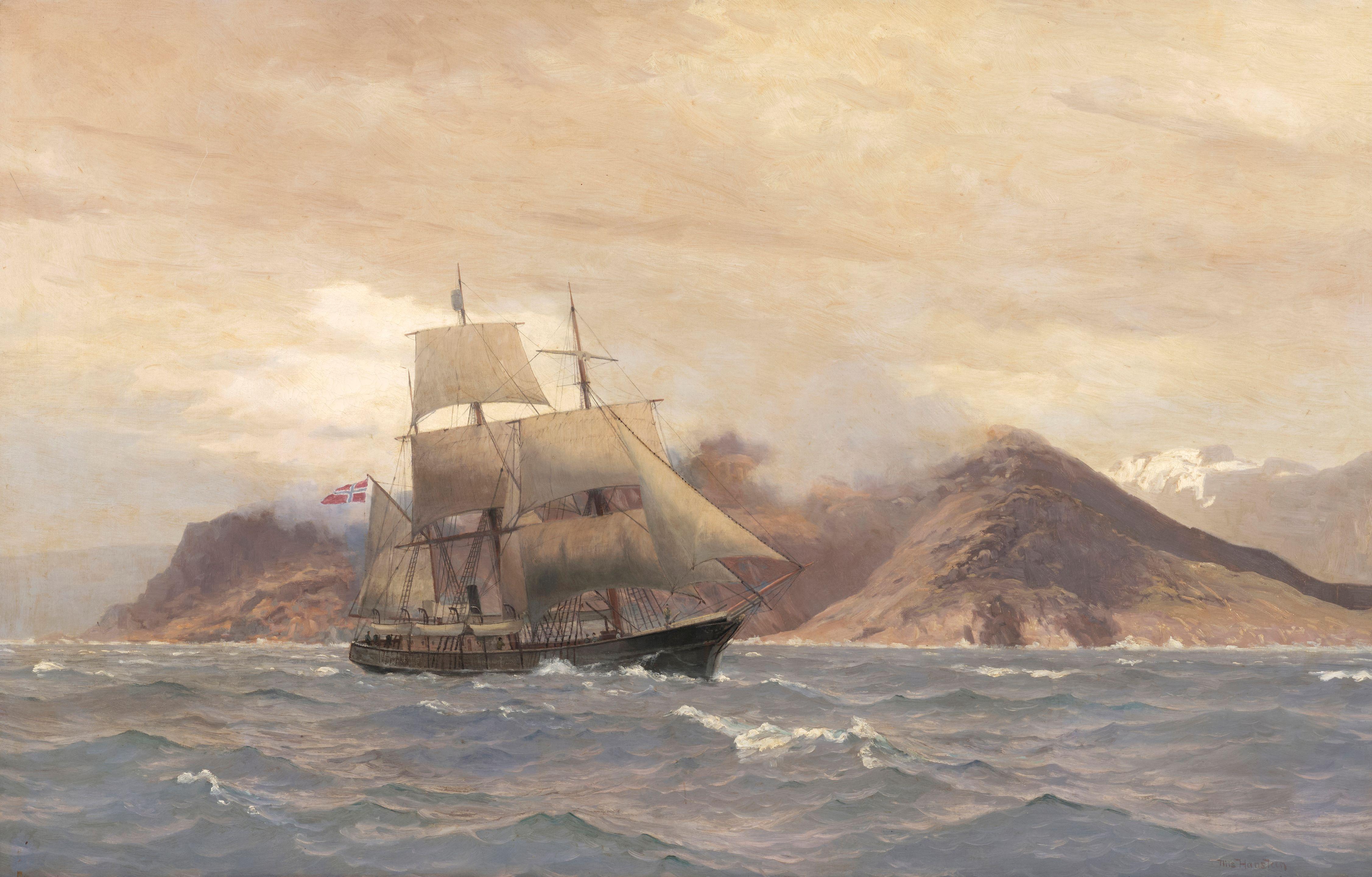 Nils Severin Lynge Hansteen - A ship at sea