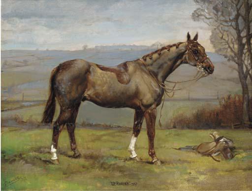 Nina Colmore, M.B.E. - Up-Rooter, a liver chestnut hunter