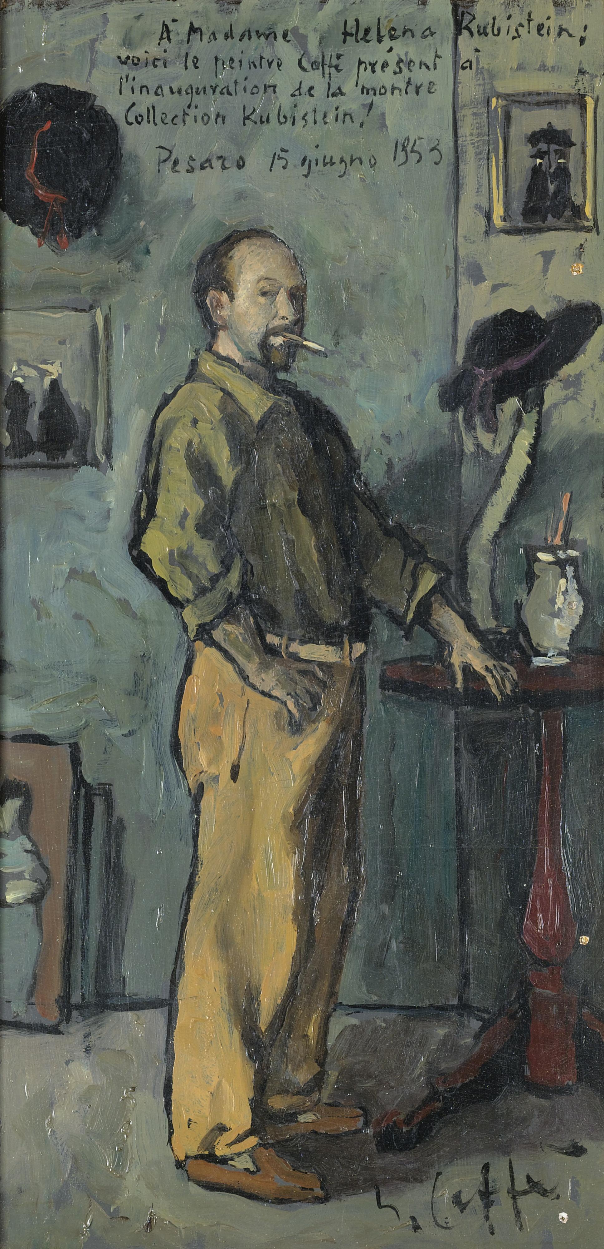 Nino Caffè - Fifth Avenue (La Monaca Negra) And Self-Portrait: Two Paintings