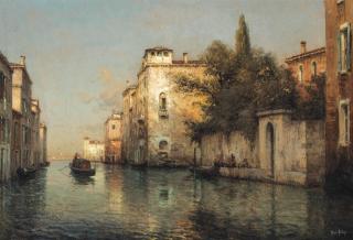 Noel Georges Bouvard - A gondola on a Venetian backwater