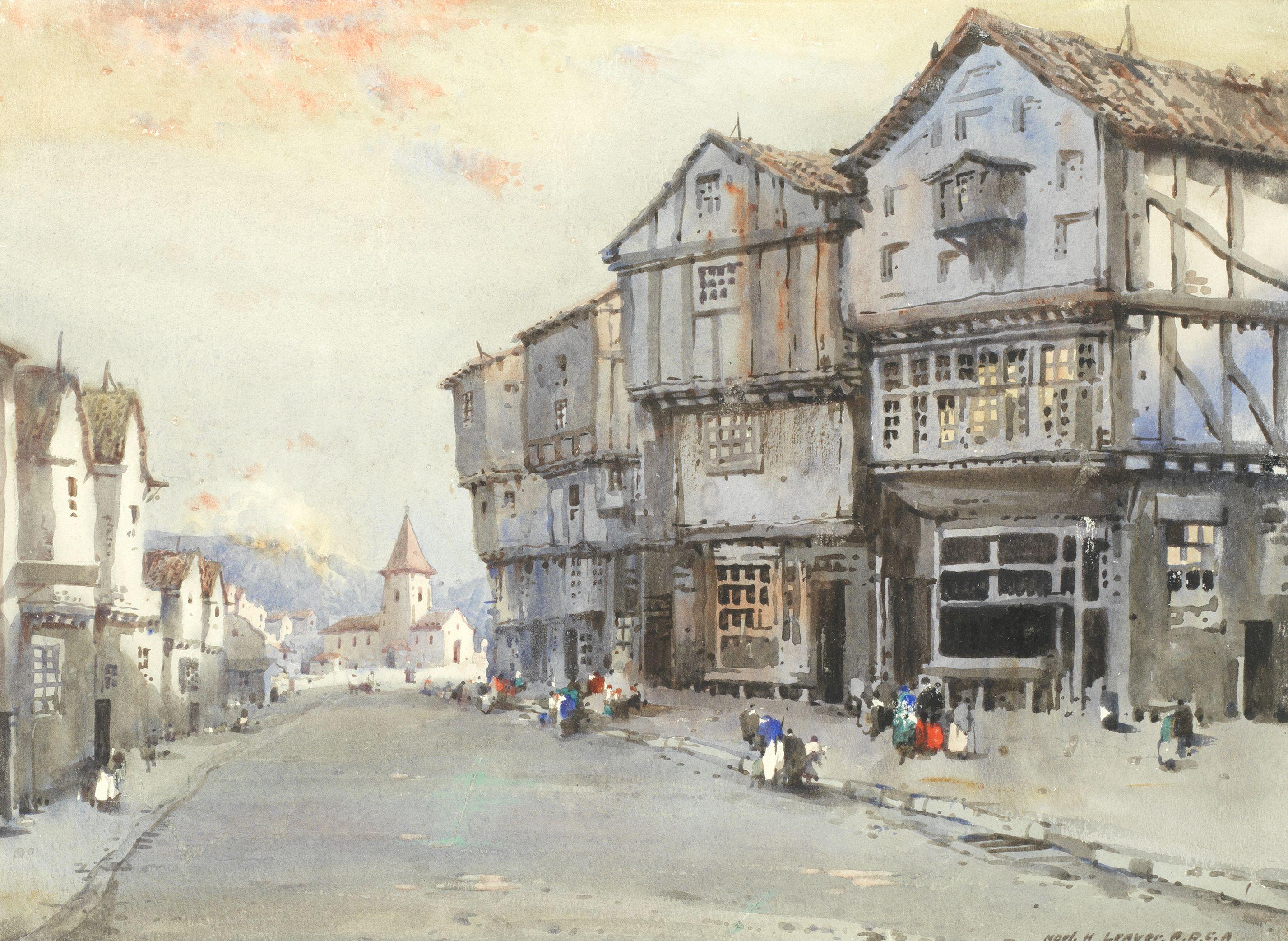 Noel Harry Leaver A.R.C.A. - Street Scene At Dusk