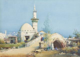 Noel-Harry Leaver - Mosquée Près D\'Un Pontnoel Harry Leaver ; Mosque Near A Bridge ; Signed Lower Left ; Watercolour On Paper