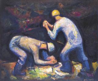 Noel Jack Counihan - Miners Preparing a Shot