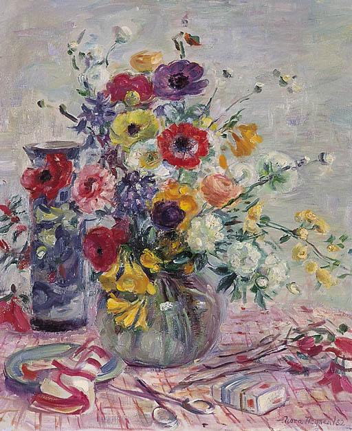 Nora Heysen - Still Life Spring Flowers in a Glass Bowl