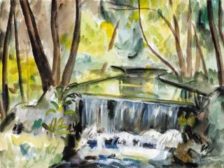 Norah Mcguinness, H.R.H.A. - Waterfall in the Woods