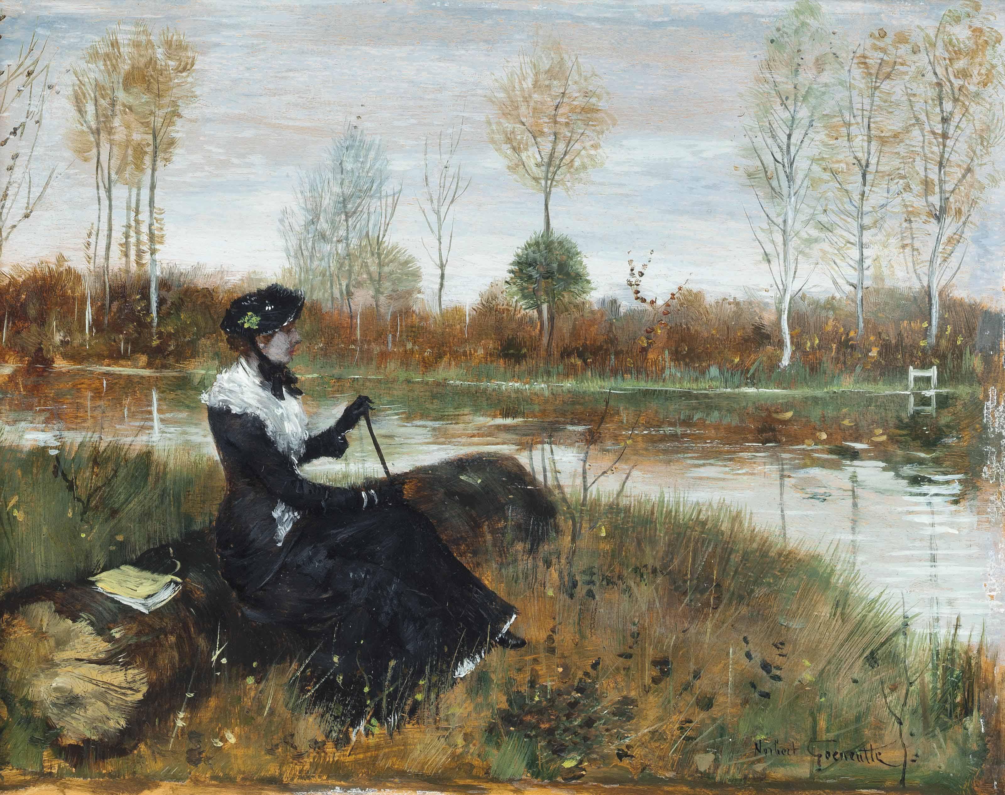 Norbert Goeneutte - Elegant Company On The Riverbank