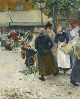 Norbert Goeneutte - French le Marche Des Halles, Paris