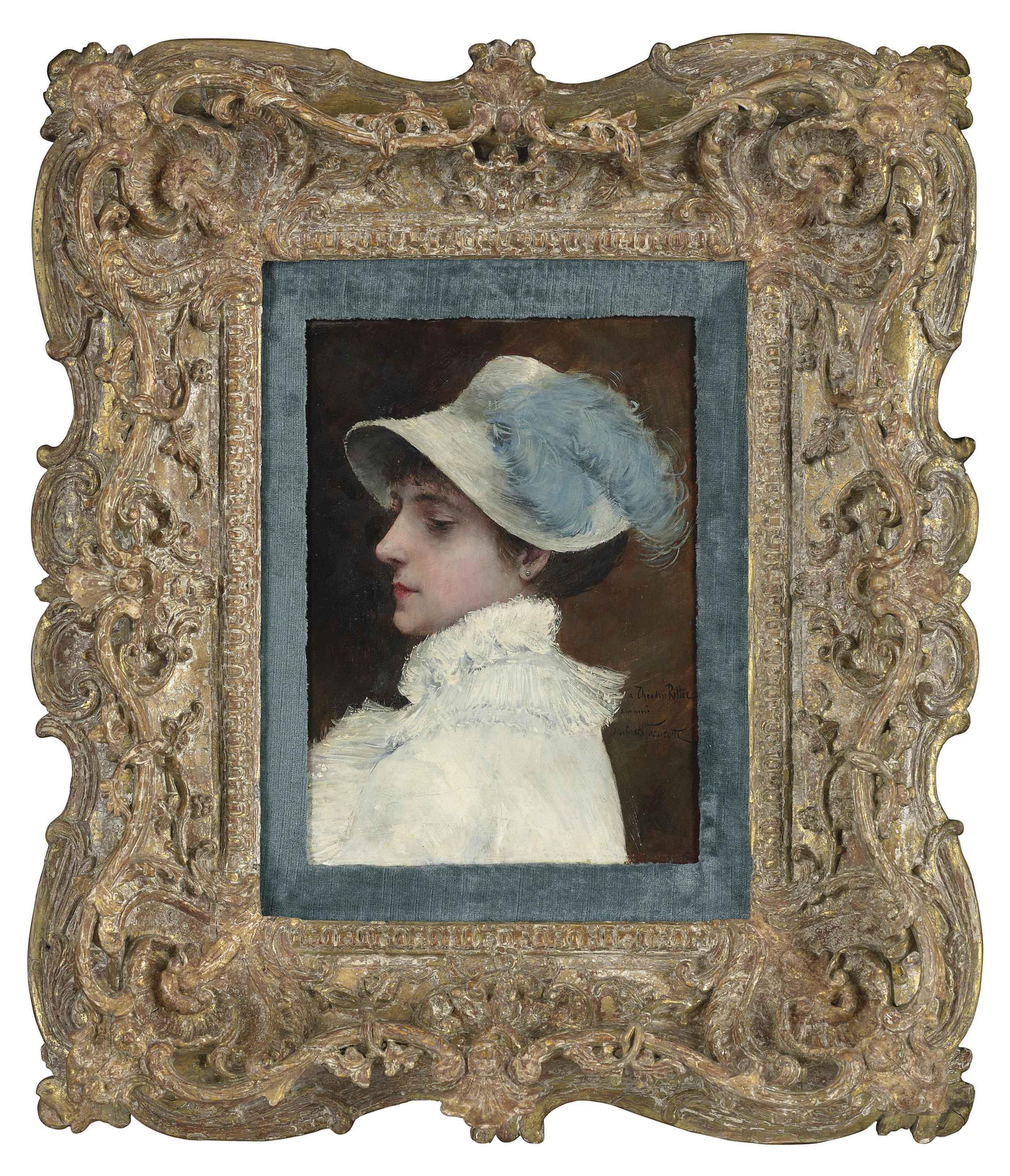 Norbert Goeneutte - La Femme Au Plumet Bleu