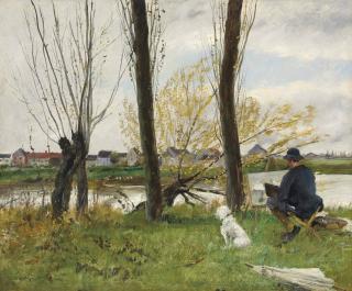 Norbert Goeneutte - Peintre Au Bord D\'Une Rivière