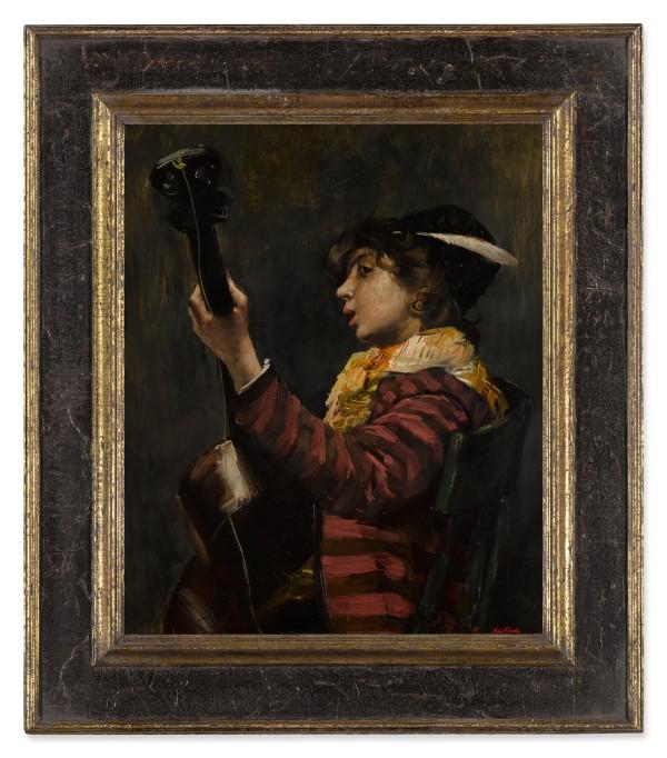Norbert Goeneutte - Young Boy Playing Guitar