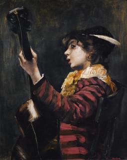 Norbert Goeneutte - Young Boy Playing The Guitare