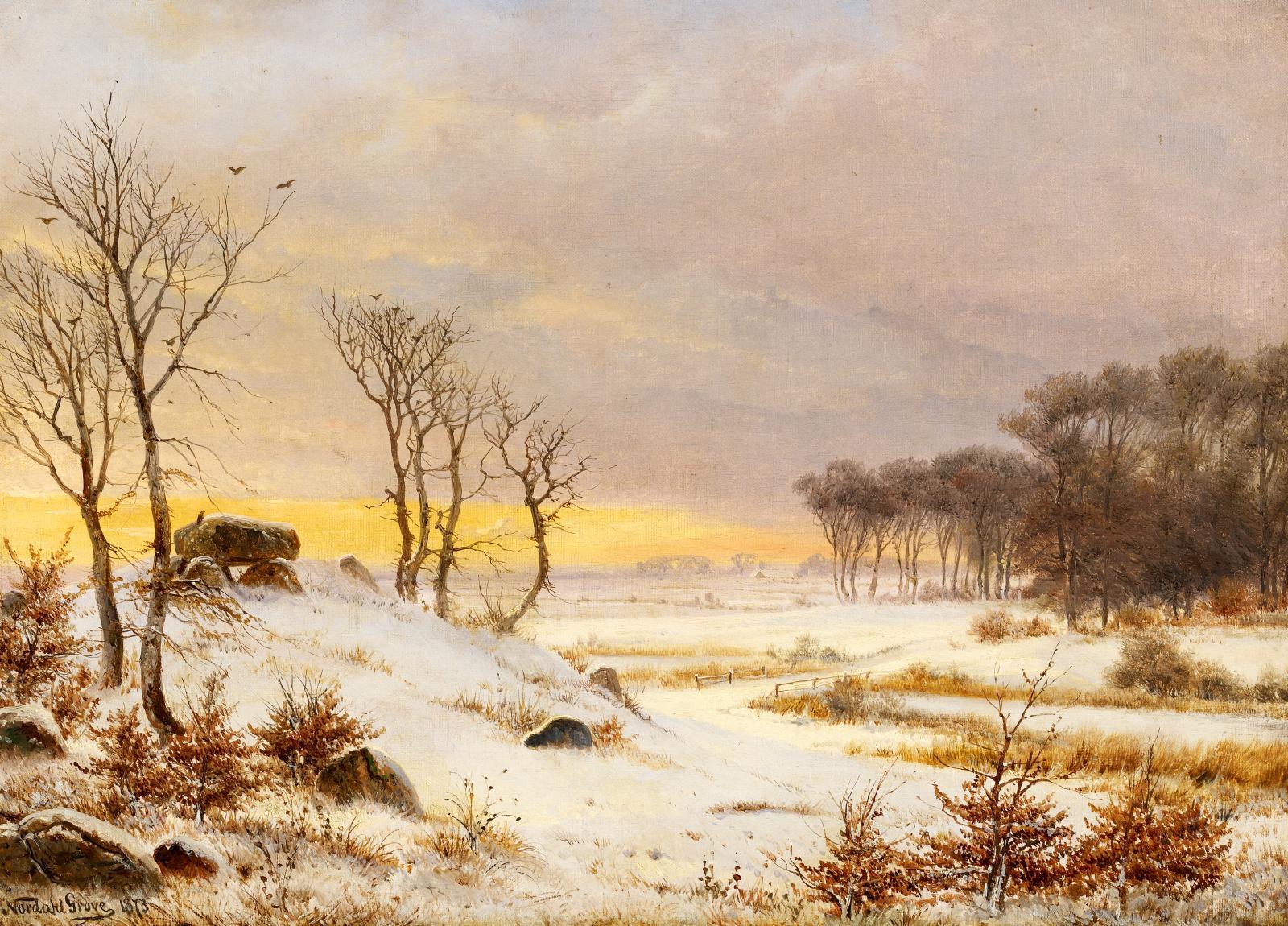 Nordahl Grove - Dänische Winterlandschaft mit Hünengrab