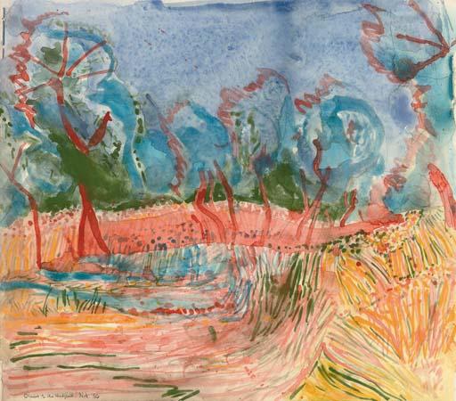 Norman Adams, R.A. - Oliviers in the Weed Field; Forest, Ardéche; Yorkshire Study; Cherry Orchard, Ardéche; Trees at Douk Ghyll; South France; and Bright Light on the Sea, Hebridean Study