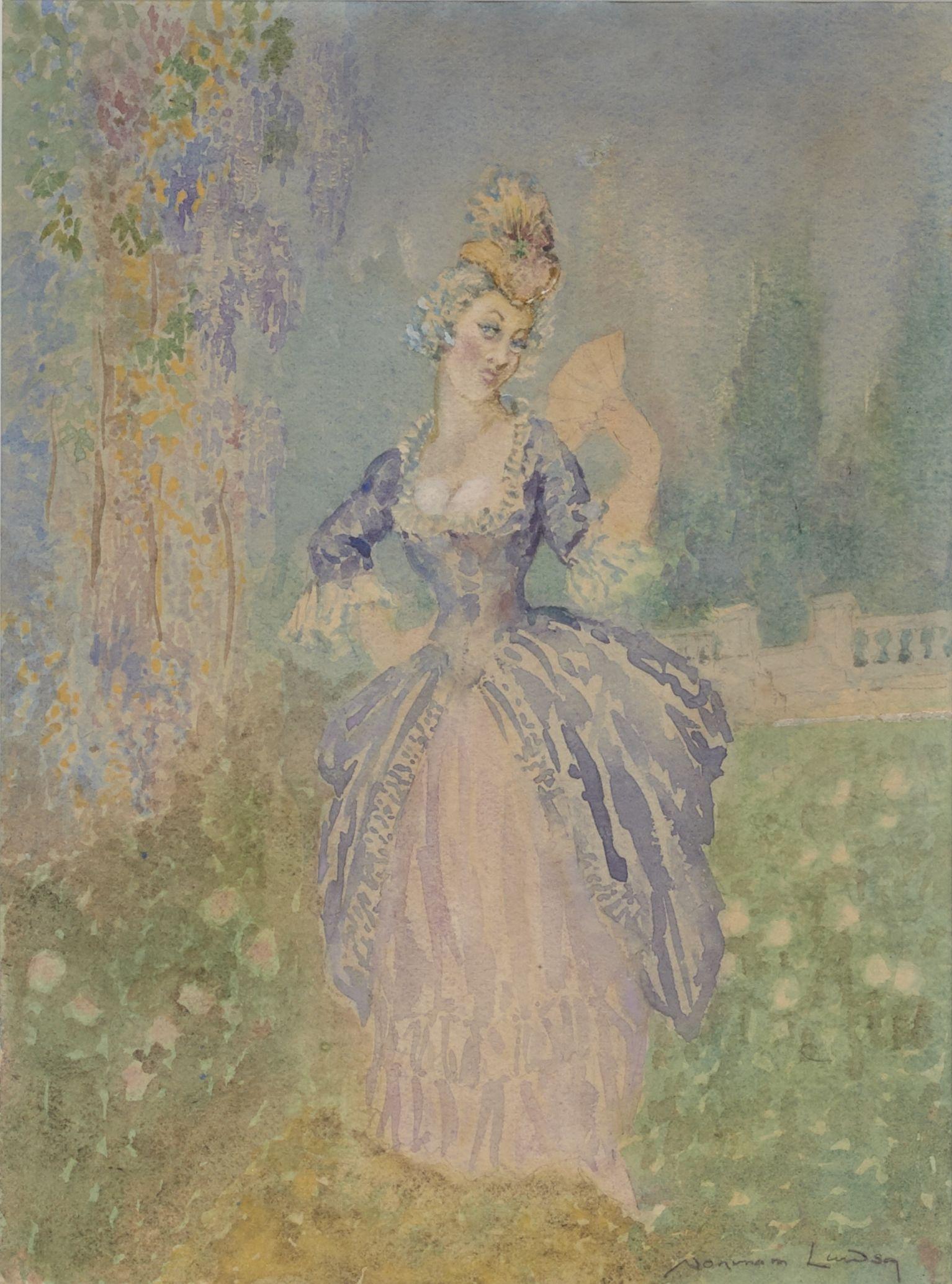 Norman Alfred William Lindsay - (Lady with a Fan)