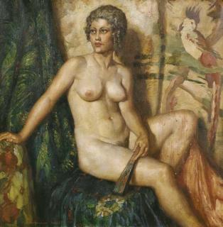 Norman Alfred Williams Lindsay - Rose with Fan