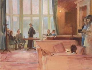 Norman Edgar - The annual Glasgow Art Club, Picnic at Blairquhan