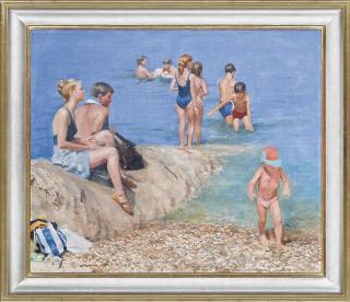 Norman Hepple - Figures by the sea (The Artist\'s family)