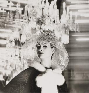 Norman Parkinson - Katherine Pastrie, Hat + Chandelier, c. 1950