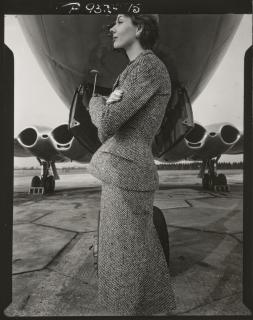 Norman Parkinson - Precision Built: Model Enid Boulting in Suit By Hardy Amies, Vogue, February 1954