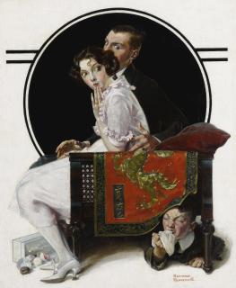 Norman Rockwell - Boy Hiding Under Couch Sneezing (The Sneezing Spy)