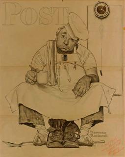 Norman Rockwell - Chef with Thanksgiving Menu