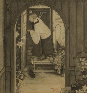 Norman Rockwell - Choir Boy Combing His Hair For Easter