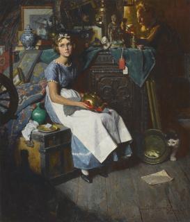 Norman Rockwell - Dreams In The Antique Shop (Woman Daydreaming In Attic)