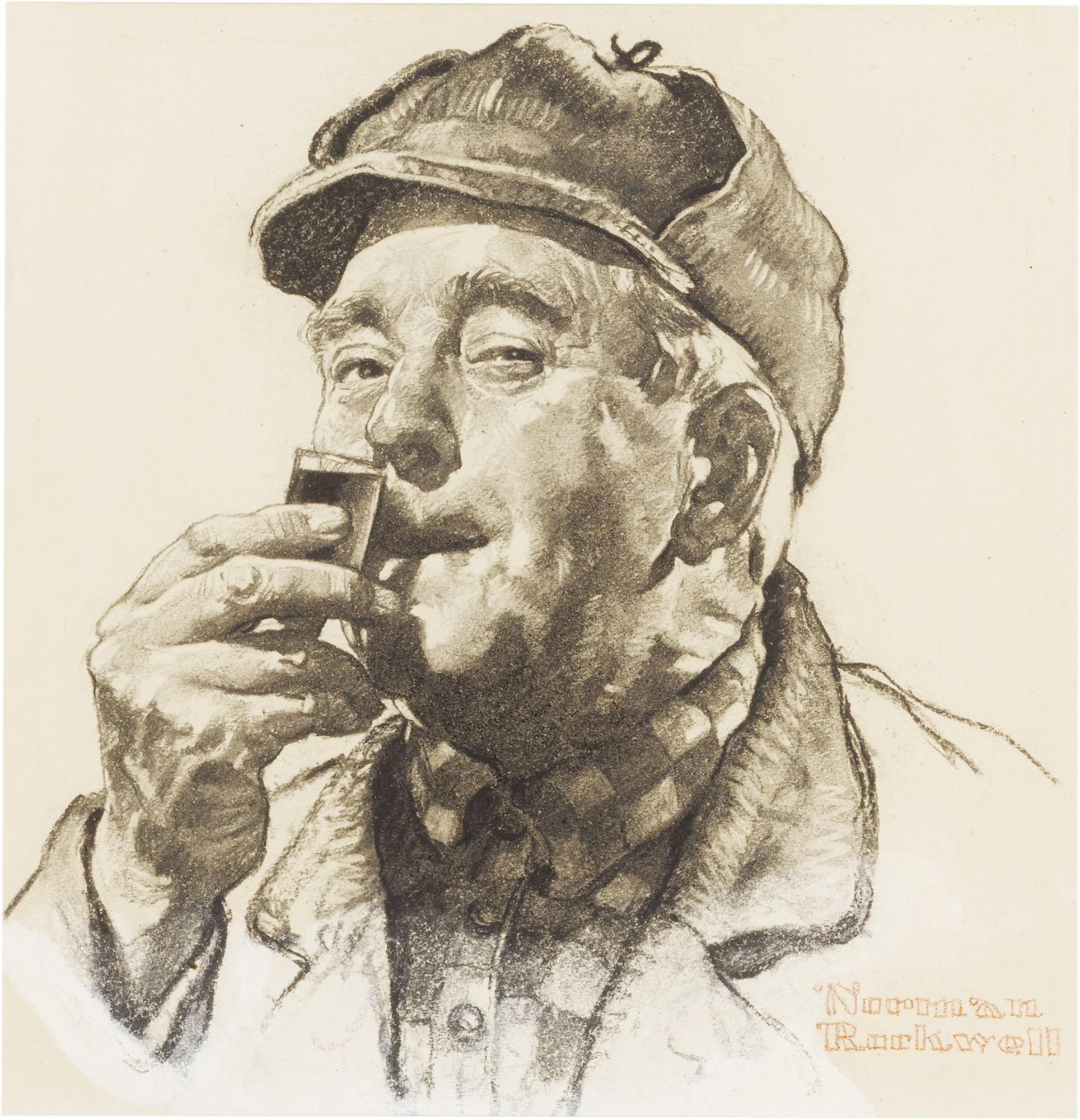 Norman Rockwell - It\'s the Cream of Kentucky, It\'s the Favorite of the World (Portrait of Hunter Sniffing Drink)
