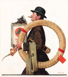 Norman Rockwell - My New Car (Man with Automobile Supplies and Tire)