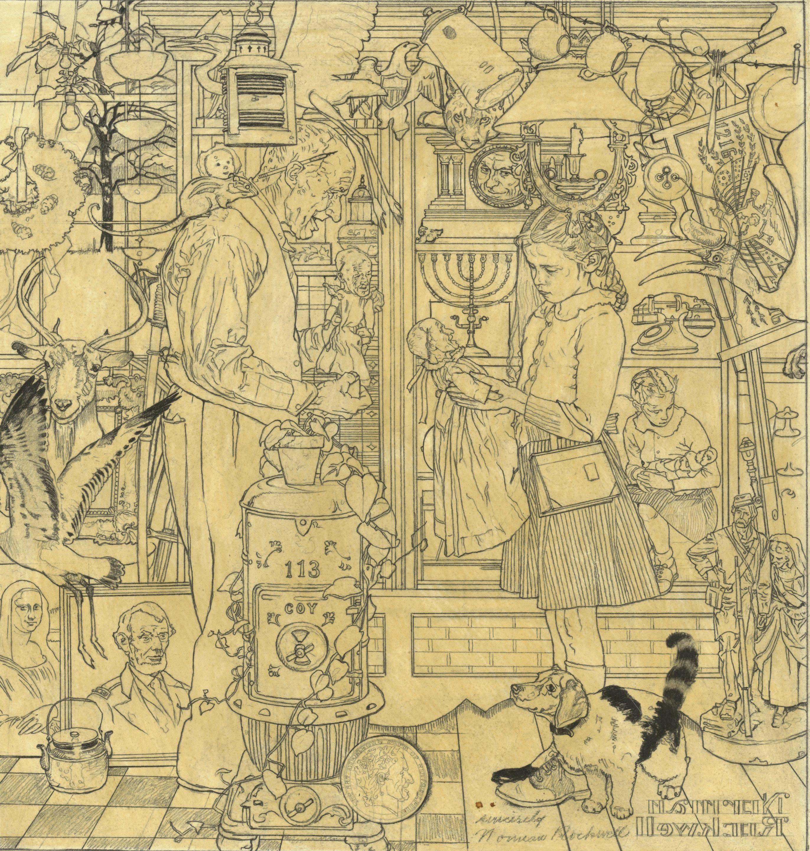 Norman Rockwell - Study for April Fool: Girl with Shopkeeper