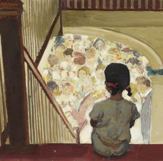 Norman Rockwell - Study For \'Little Girl Looking Downstairs At Christmas Party\'