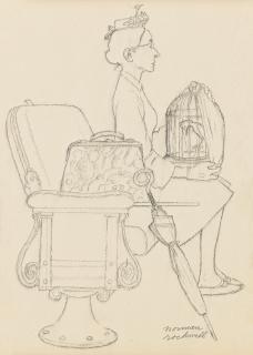 Norman Rockwell - Willie Was Different (Woman and Bird on Train)