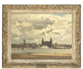 Norman Wilkinson, C.B.E., P.R.W.S. - The Waterfront, Liverpool