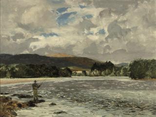 Norman Wilkinson, P.R.W.S., R.I. - A pool on the Spey