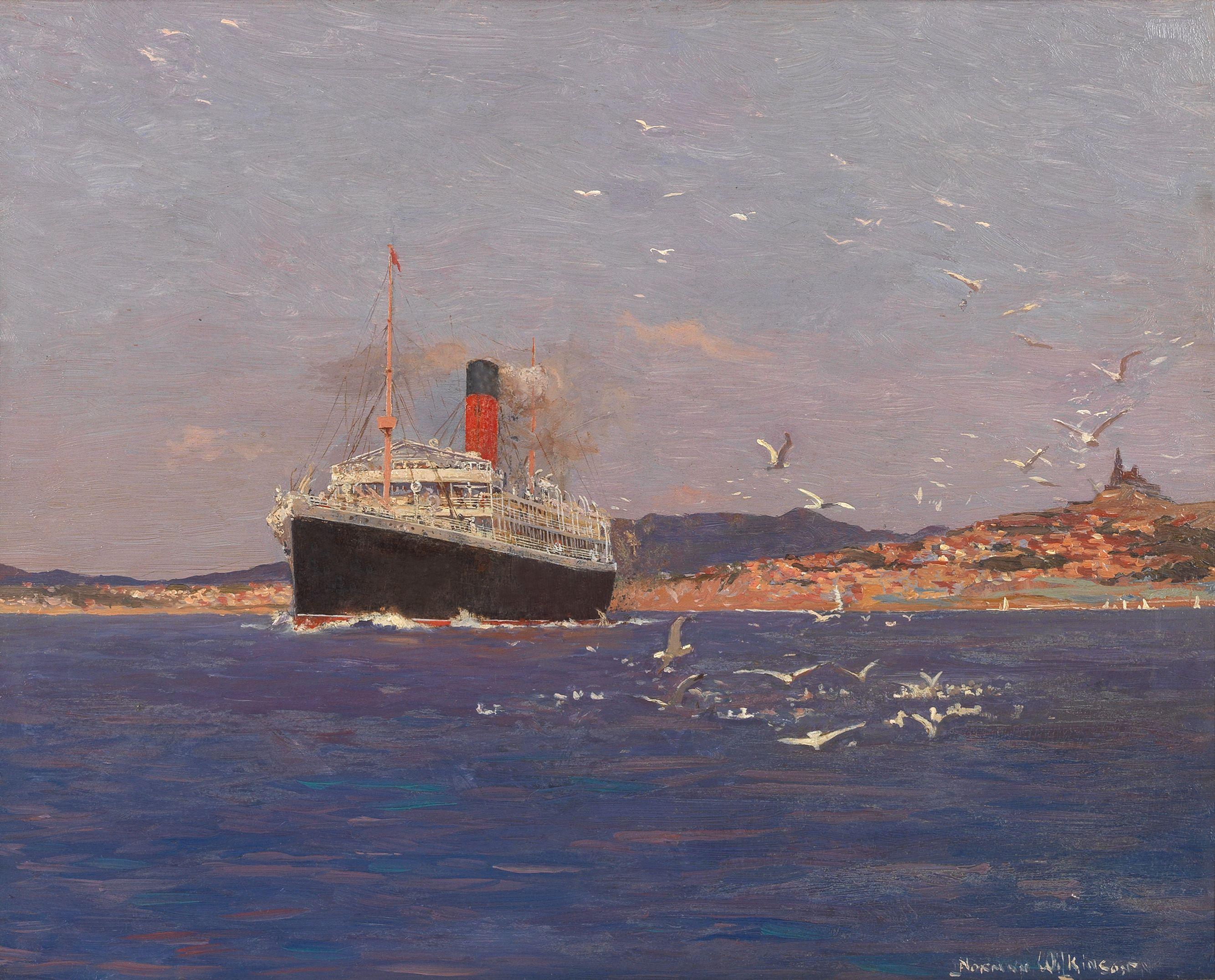 Norman Wilkinson - A Cunard liner off the coast