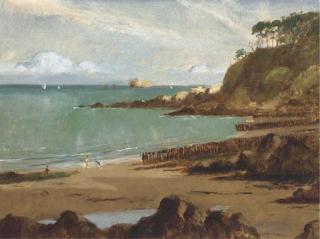 Norman Wilkinson - A game on the beach at Seagrove Bay, Isle of Wight